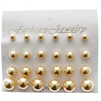 Wholesale Fashion Jewellery - Assorted Sized Pearl Earrings 