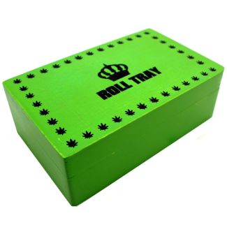 Wholesale Roll Tray Wooden Stash Box - Green