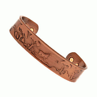 Magnetic Copper Bangle - Forest Design (M)