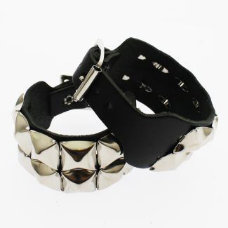 2 Row Pyramid Genuine Leather Wristband
