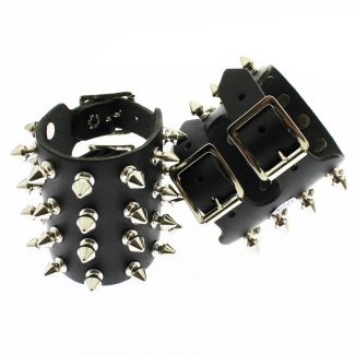 4 Row Spiked Genuine Leather Wristband