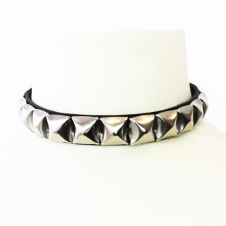 1 Row Pyramid Studded Genuine Leather Choker