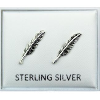 Sterling Silver Feather Studs - 15mm