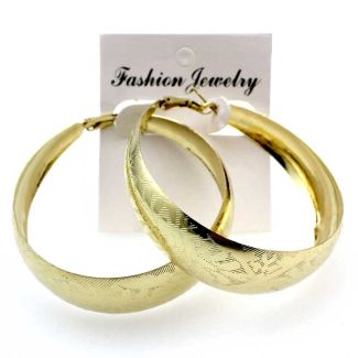 Wholesale Gold Bamboo Hoop Earrings - 6cm