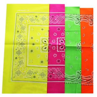 Neon Bandanas- Paisley & Flowers Print Assorted 