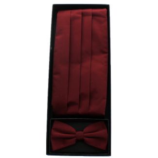 Men's Bow Tie With Sash Belt - Maroon