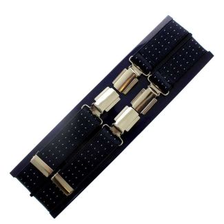 Men's Braces Navy Blue with White Dots Design - 25mm Wide