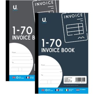 Invoice Book 1–70 Duplicate Carbon Copy Glued Binding - Assorted