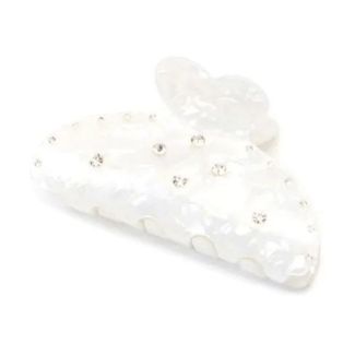 Ivory Pearlescent Hair Clamp with Clear Stones – 9cm