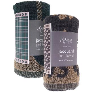 Jacquard Dog Towels Muddy Paws Design (60x125cm) - Assorted 