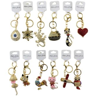 Fashion Jewelry Metal Crystal Keyrings- (Assortment 1)