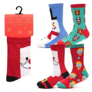 Kids Cotton Rich Christmas Design Socks
