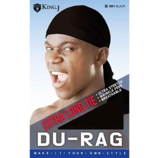 King. J Durag With Extra Long Tie - Black (001)
