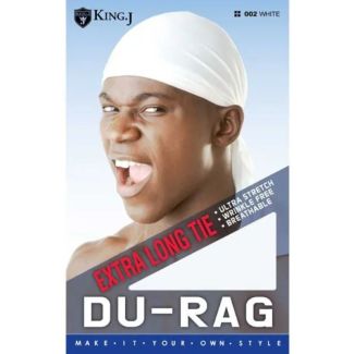 King. J Durag With Extra Long Tie - White (002)