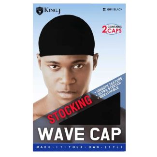King.J Stocking Wave Cap (2 Pcs Pack) - Black