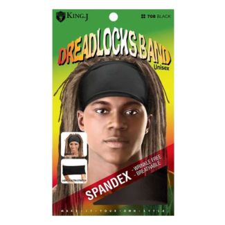 King.J Unisex Spandex Dreadlocks Band - Black (708)