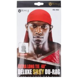 King. J Silky Deluxe Durag With 40'' Extra Long Tie - Red (406)