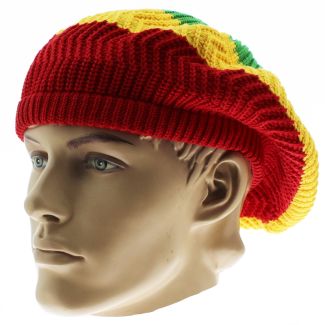Knitted Peak Hat - Rasta Colours