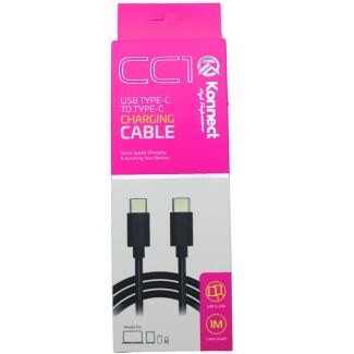 Konnect Charging Cable (Type C to Type C) – Black (1m)