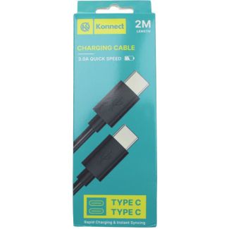 Konnect Charging Cable (Type C to Type C) – Black (2m)