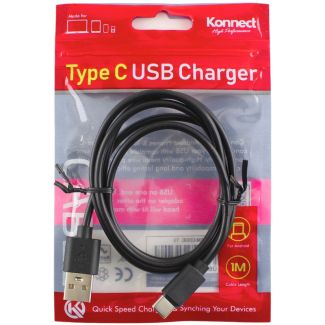 Konnect Charging Cable (USB to Type C) – Black (1m)
