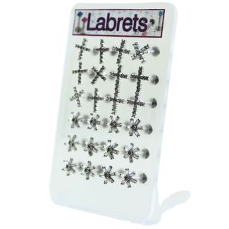 Labret Bars with Cross & Geometric Star Designs – Assorted