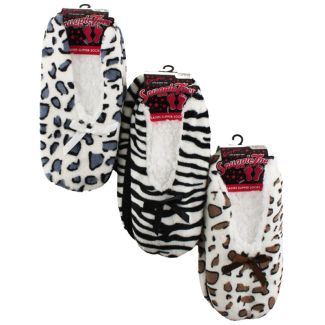 Ladies Animal Design Slippers With Gripper