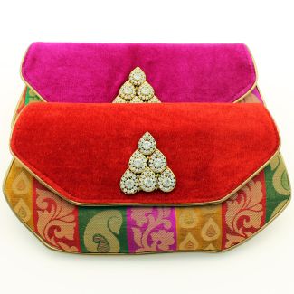 Ladies Evening Clutch Bags - Clear Stone Teardrops Design