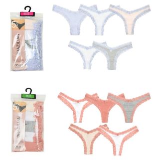 Ladies High Leg Brazilian Briefs (Pack of 5) - Assorted 