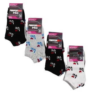 Ladies Performax Pro "Love Design" Trainer Socks (3 Pair Pack) - Asst(4-6)