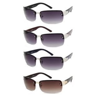 Men's Rectangular Rimless Sunglasses With Pouch - Assorted