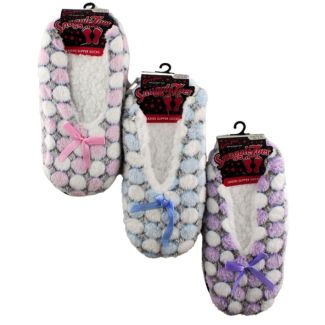 Ladies Spotty Design Slippers With Gripper  - Assorted 