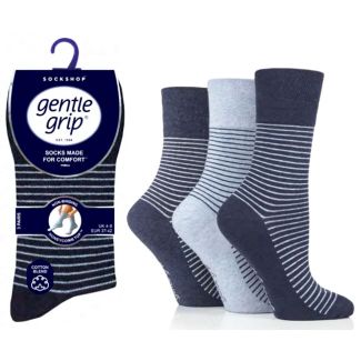 Ladies Striped Design Gentle Grip Socks 