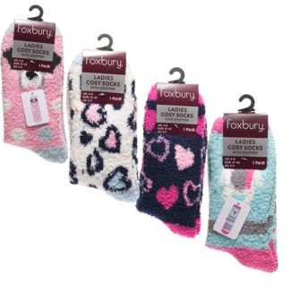 Ladies Cosy Socks  With Gripper- Assorted 