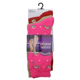 Ladies Floral Design Ankle Socks (3 Pack) - Assorted