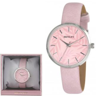 Wholesale Ladies Henley Palm Motif Leather Strap Watch 