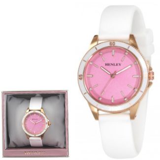 Wholesale Ladies Henley Silicone Strap Sports Watch -  Pink/White 