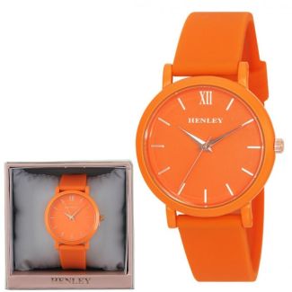 Ladies Henley Silicone Strap Watch - Orange 