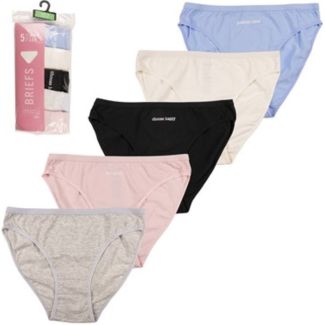 Ladies Plain High Leg Briefs - Assorted (Pack of 5)