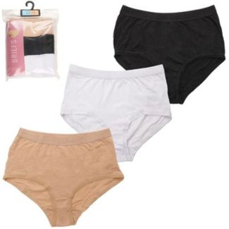 Ladies Pure Cotton Classic Briefs - Assorted (Pack of 3)