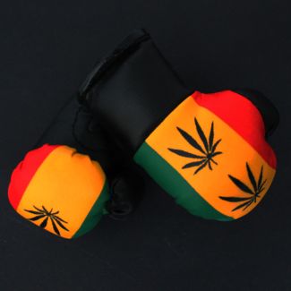 Mini Boxing Gloves - Leaf On Rasta Theme