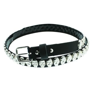 Leather Belt With Skulls (Black)