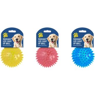 LED Light Up Squeaky Dog Ball Toy – Assorted