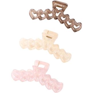 Linked Hearts Transparent Hair Clamp – Assorted 13cm