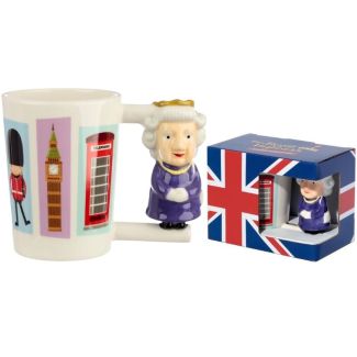 London Souvenir Queen Shaped Handle Ceramic Mug
