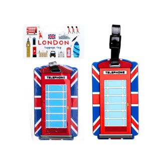 London Souvenir Union Jack Red Telephone Box PVC Luggage Tag
