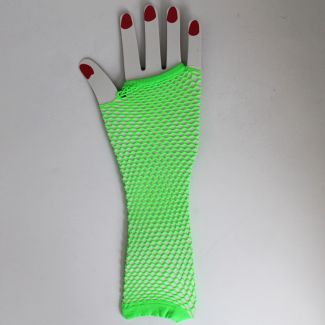 Long Ladies Fishnet Gloves - Neon Green