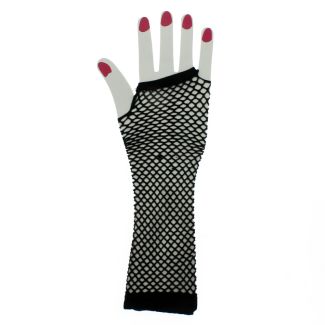 Long Ladies Fishnet Gloves - Black