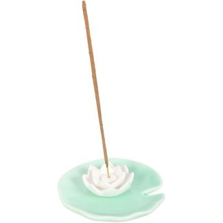 Lotus Flower Incense Stick Holder and Trinket Dish Ceramic Meditation Design - (9.5cm)