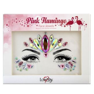 Wholesale Love Shy Festival Face Jewels - Pink Flamingo 